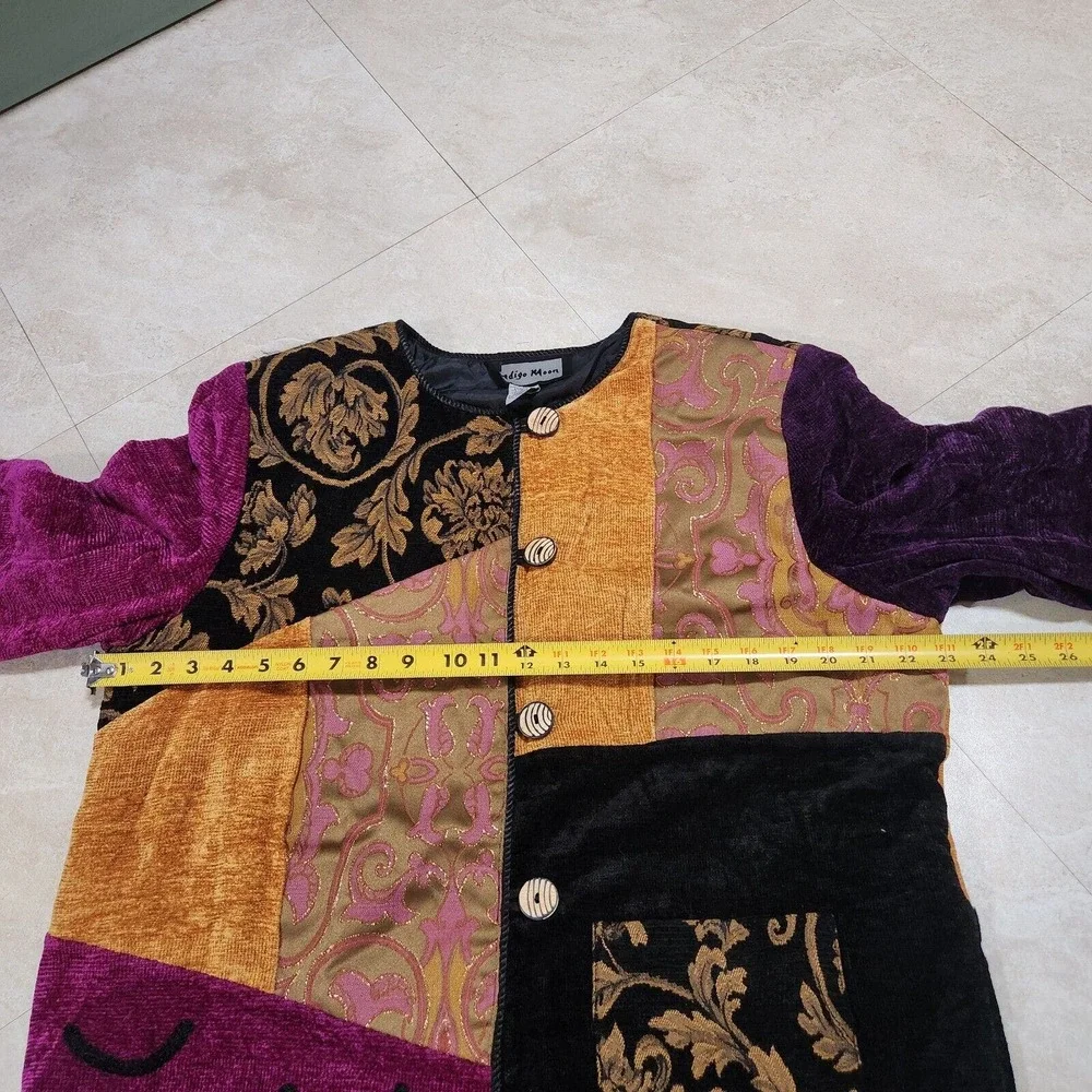 VTG Indigo Moon Womens L Large Tapestry Colorful Artwear Button Up‎ Jacket